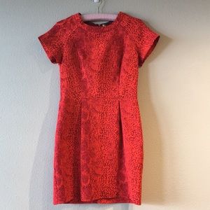 TopShop Orange Printed A-Line Dress w/cutouts